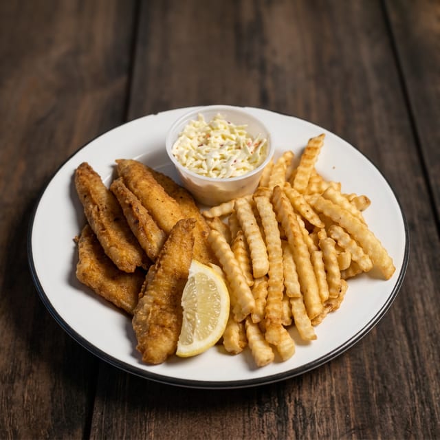 Perch Dinner w/Fries & Cole Slaw.